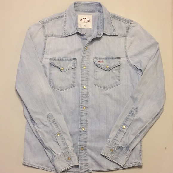 Hollister Other - Men’s Pearl Snap Denim Shirt, Great Condition!